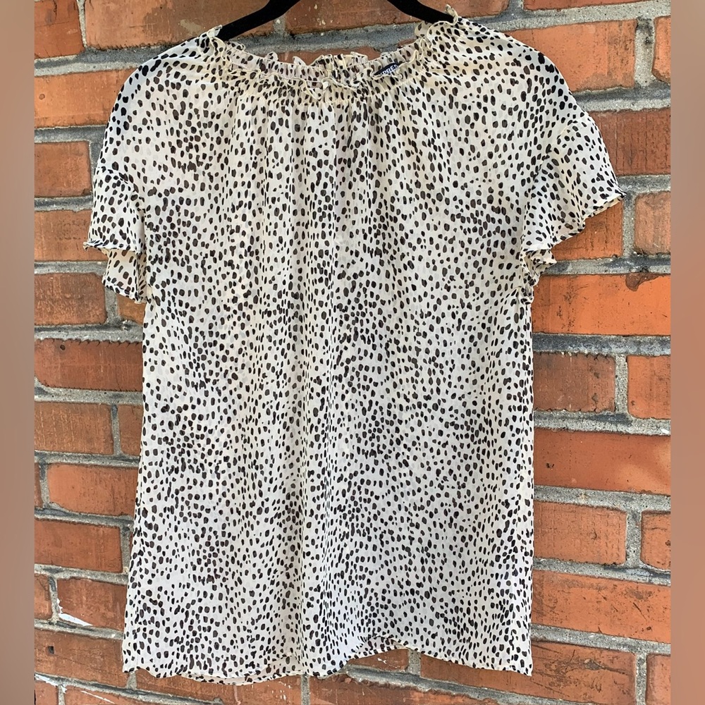 Express Cream & Black Short Sleeve animal print blouse